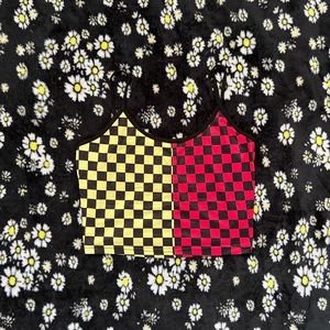 colorblock checkered cropped cami